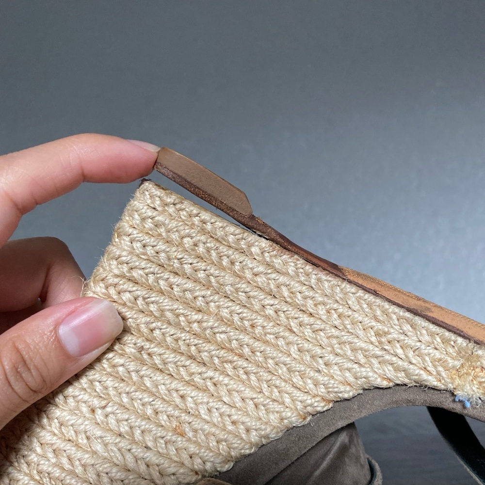 Burberry Catsbrook Brown Suede Espadrille Wedge 38 1/2 - Picture 16 of 17